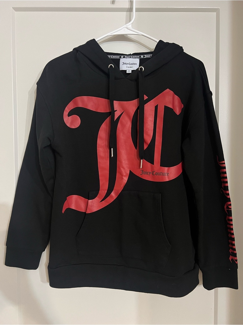 Juicy Couture Black Hoodie with Red Graphic Logo